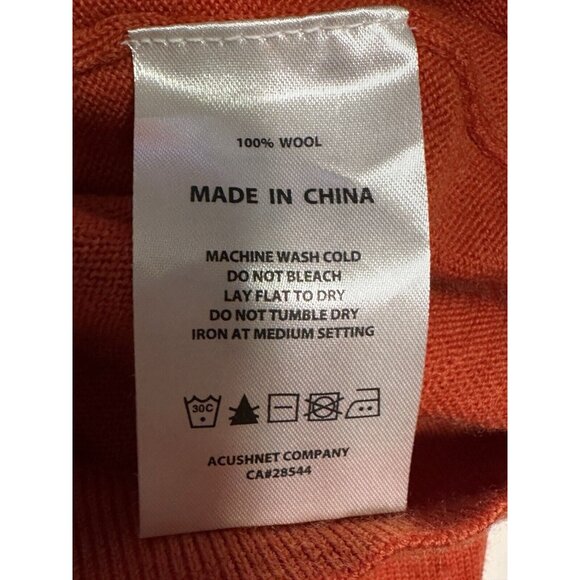 Foot Joy FJ  Men’s Med Zip Long Sleeve 100% Wool Pullover Sweater Burnt Orange - Picture 7 of 7